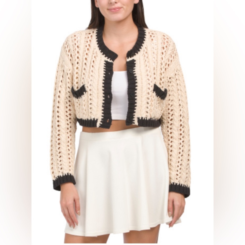 Moon River NWT Crochet Hole Knitted Sweater - Size S